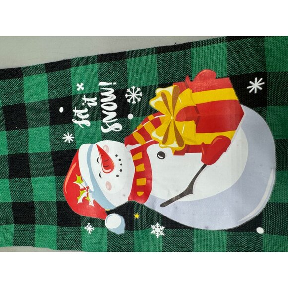 Set Of 6 Christmas Drawstring Wine Gift Bags Green Buffalo Plaid Snowman READ - Picture 6 of 7